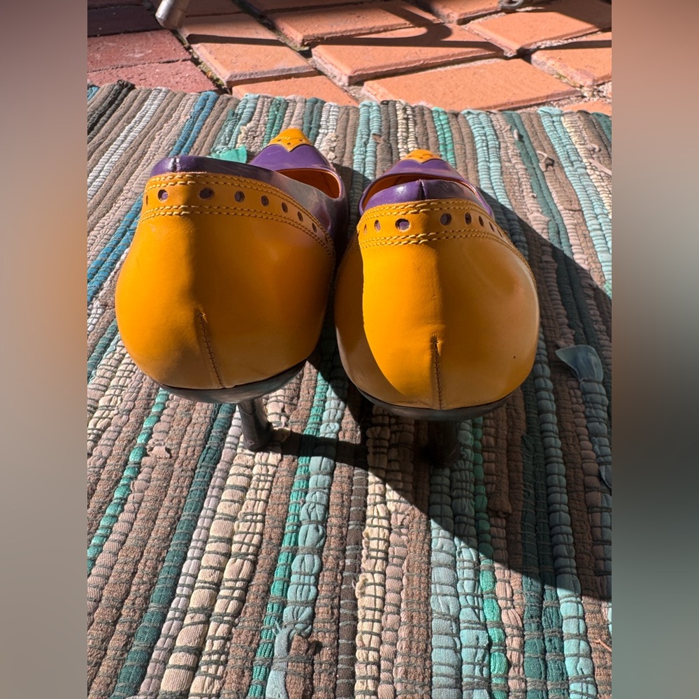 90s Miu Miu Purple and Yellow Colorblock Heels Sz 9 - Picture 6 of 10